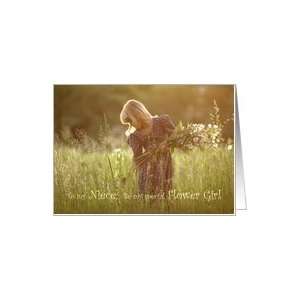  Flower Girl Niece Request Young Blonde girl in Meadow Card 