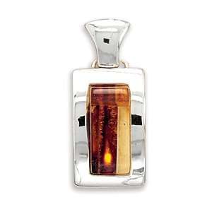  Sterling Silver Mosaic Multicolor Amber Pendant West 