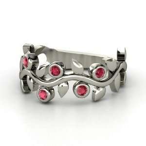  Liana Ring with Five Gems, 14K White Gold Ring with Ruby 