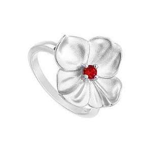  GF Bangkok Ruby Flower Ring  .925 Sterling Silver   0.10 