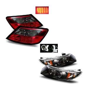06 08 Honda Civic 2Dr Black Projector Headlights + LED Tail Lights 