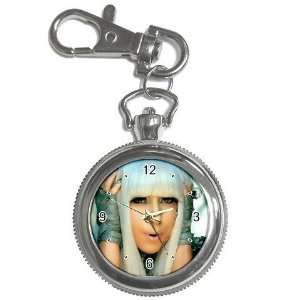  Cute Poker Face Lady Gaga Collectible Silver Keychain 