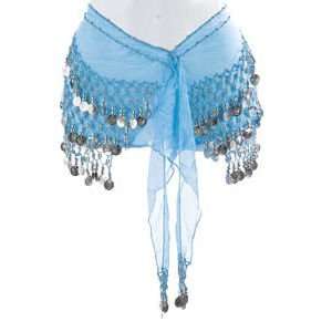  Plus Size Belly Dancing Hip Scarf   Turquoise/Silver 