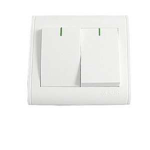  Amico 250V 10A White 2 gang Button Home Wall Light Switch 