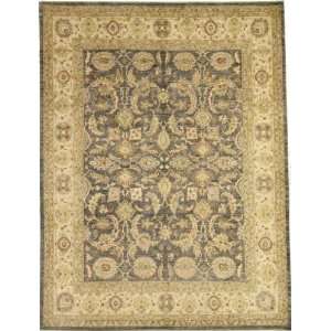  90 x 1110 Brown Hand Knotted Wool Ziegler Rug