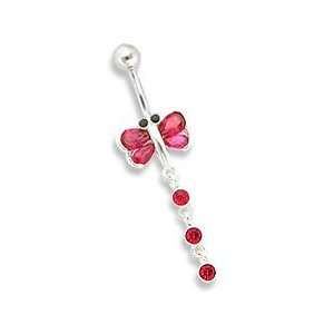  14g 12g 10g Belly Button Ring DRAGONFLY WITH DANGLING TAIL 14g 