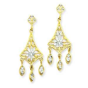  14k Rhodium & D/C Filigree Drop Jewelry