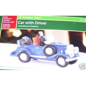 Holiday Time Car With Driver/Village Accessory/Christmas Village Piece 