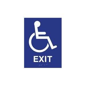 ADA Compliant Accessible Symbol Exit Sign with Text and Braille   6x8