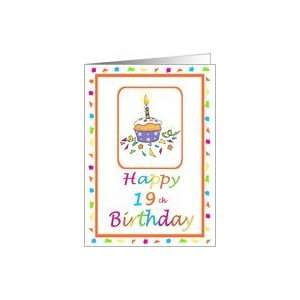  19 Years Old Lit Candle Cupcake Birthday Party Invitation 