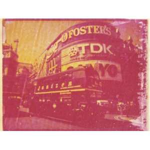 Polaroid Image Transfer of Piccadilly Circus with Red Double Decker 