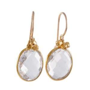  CATHERINE WEITZMAN  Crystal Bezel with Vermeil Earrings 