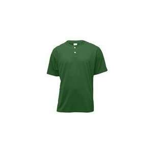  Soffe Adult Dark Green Midweight Cotton/Poly Henley LARGE 