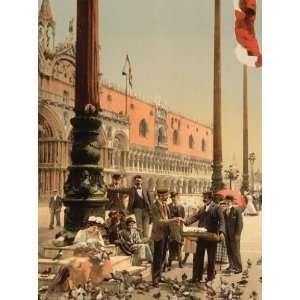 Vintage Travel Poster   The Doges Palace and the Columns of St. Mark 