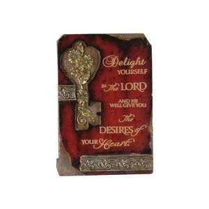  Plaque Delight Yourself In The Lord Crimson/Gold 