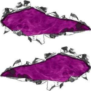  Ripped / Torn Metal Look Decals Inferno Purple   6 h x 12 