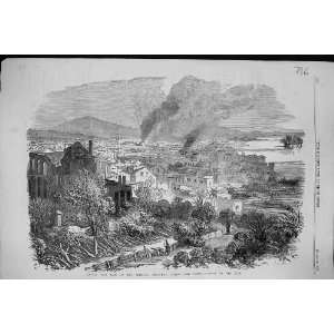   CHINA SUBURBS CONFLAGRATION CITY HOUSES ANTIQUE PRINT