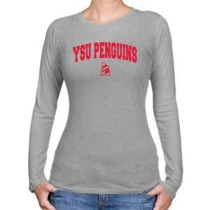  Youngstown State Penguins Ladies Ash Logo Arch Long Sleeve 