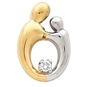  14K Two Toned Gold Mother and Child Diamond Pendant by 