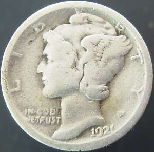1921 P VG Silver Mercury Dime     