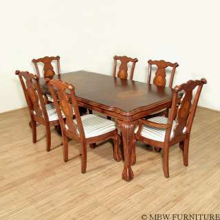 Cherry Chippendale 7 Pc Dining Set w/ 6 Chairs FREE S/H  