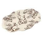 BRAND NEW J Willfred Ceramics Brown Bunny Toile Design 20 long Oval 