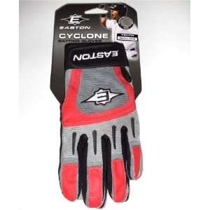  Easton Cyclone Youth Batting Gloves   Grey, Red & Black 