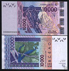 WEST AFRICAN STATES SENEGAL AFRICA 10000 FRANCS 718KA 2003 2009 