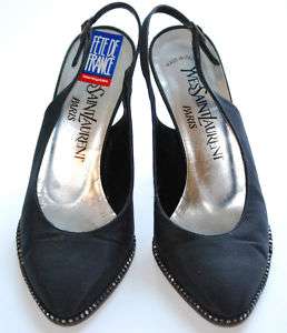   Slingback High Heels Black Pump Stilettos Evening Dress Shoes size 5.5