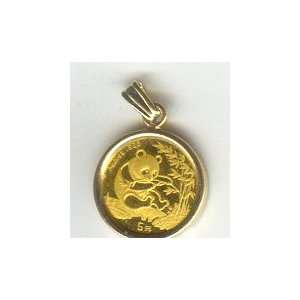 24 KT GOLD CHINA PANDA 1/20 OZ .999 1994 COIN, MOUNTED IN A 14 KT GOLD 