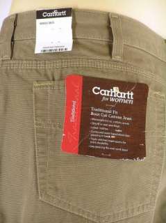 Carhartt for WOMEN Brown Traditional Boot Cut Jeans WB002 NEW upc 