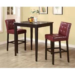  Coaster 3 Piece Counter Height Table Set w/ Wine Red Bar 