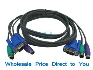 VGA/SVGA PS/2 KVM Switch Keyboard Mouse Video Cable 10 Feet (3m)