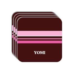 Personal Name Gift   YOMI Set of 4 Mini Mousepad Coasters (pink 