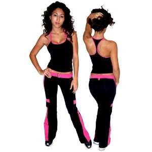  Equilibrium Active Wear Pink Belted Cargo Womans Pants 