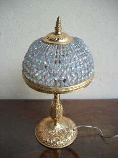Great old French bronze & glass table lamp # 06877  