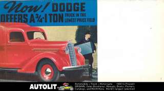 1937 Dodge 3/4 & 1 Ton MD Truck Brochure Pickup Panel  