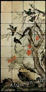 16x32 12th Century Birds Cherry Blossom Fine Art Tiles  