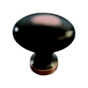    OBH   Oval Knob, Length 1 1/4, Oil Rubbed Bronze