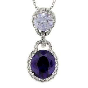  Timeless 2 stone Pendant w/Lavender & Amethyst CZs Alljoy 