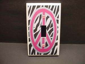 Peace Sign Zebra & Pink Light Switch Cover V146  