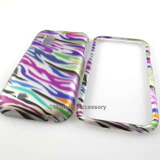 rainbow zebra design rubberized hard cover case for samsung fascinate 