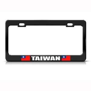 Taiwan Taiwanese Flag Black Country Metal license plate frame Tag 