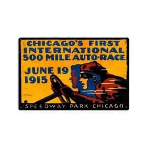  1915 Chicago 500 Mile Auto Race Vintage Metal Sign 12 X 18 