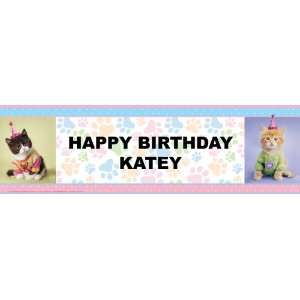  Glamour Cats Personalized Birthday Banner Large 30 x 100 