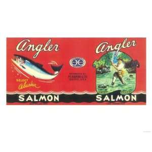  Angler Salmon Can Label   Seattle, WA Premium Poster Print 