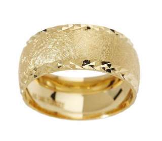 Diamond Cut Satin Finish Band Ring Real Solid 14K Yellow Gold  