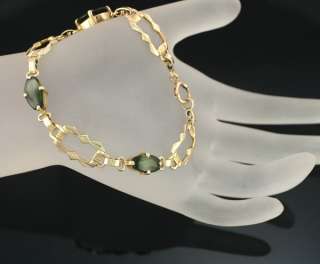 Vintage 14K Gold Wordley Allsopp & Bliss Co Green Tourmaline Bracelet 