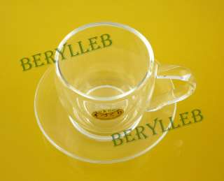 Double Wall Clear Glass Tea Coffee Cup 85ml With Saucer  
