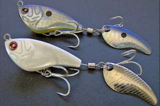 Size comparisons of smaller 3/4 oz Spin Shad #1 and larger 1 1/4 oz 